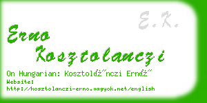 erno kosztolanczi business card